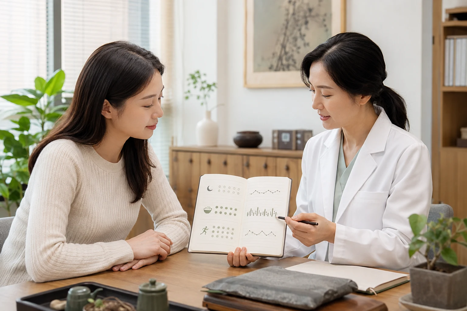 한방 다이어트 체질 진단 생활 관리 장면